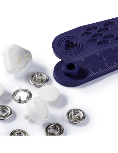 Caixa de 6 botões de pressão para jersey Branco com ferramenta 12 mm