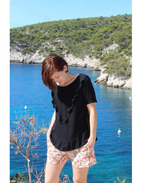 Tecido crepe de viscose preto - Églantine & Zoé
