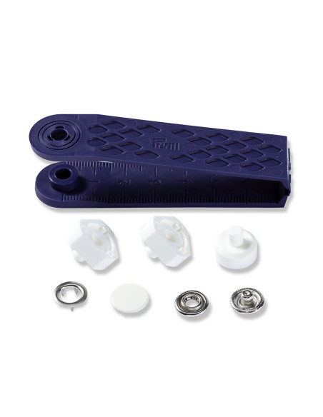 Caixa de 6 botões de pressão para jersey Branco com ferramenta 12 mm