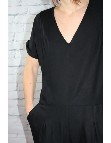 Tecido sarja de viscose preto alcaçuz - Églantine & Zoé