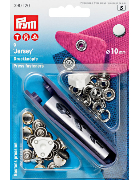 Caixa de 9 botões de pressão jersey Níquel com ferramenta 10 mm