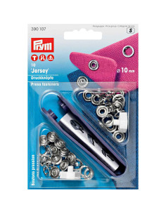 Caixa de 10 botões de pressão jersey Prata com ferramenta 10 mm