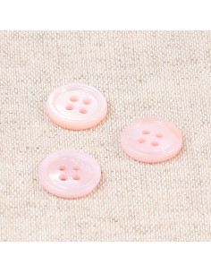 Botão de concha 4 furos 11 mm - Rosa
