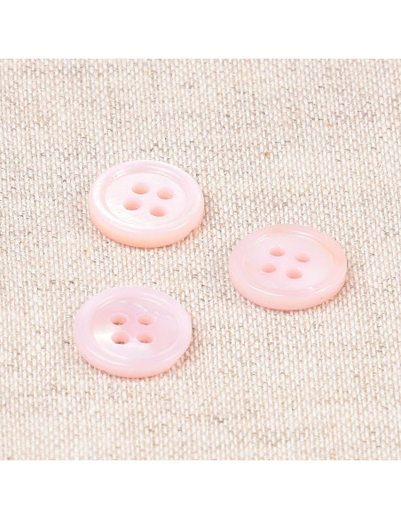 Botão de concha 4 furos 11 mm - Rosa