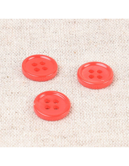 Botão de concha com 4 furos 11 mm - Vermelho
