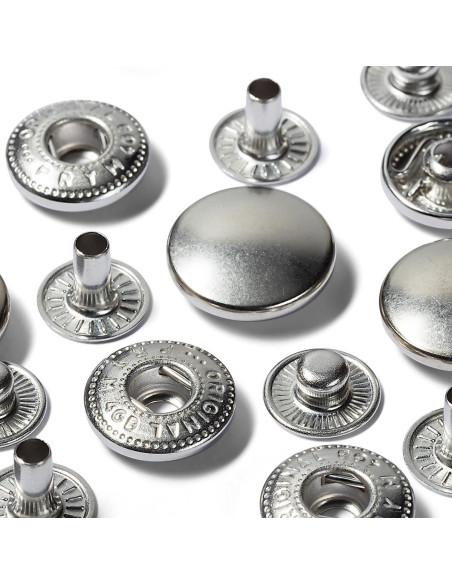 Recarga de 10 botões de pressão anorak 15 mm Prata