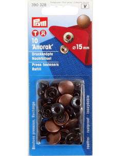 Recarga de 10 botões de pressão anorak 15 mm Cobre