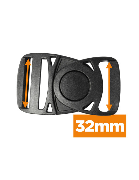 Fivela giratória de banana 32 mm - Preto