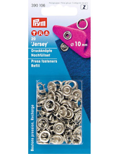 Recarga de 20 botões de pressão jersey 10 mm Prata