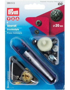 Caixa de 6 botões de pressão anorak Design com ferramenta 20 mm