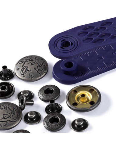 Caixa de 6 botões de pressão anorak Design com ferramenta 20 mm