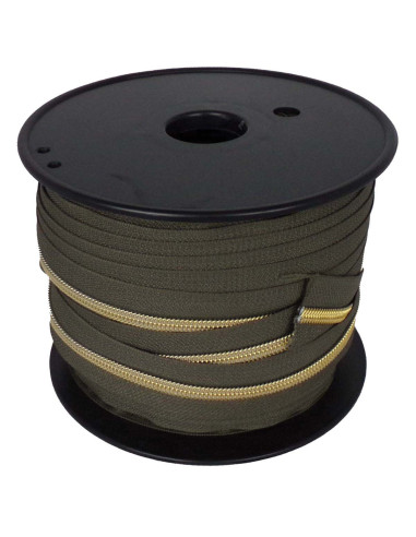Fecho de nylon 5 mm lurex - Caqui e dourado