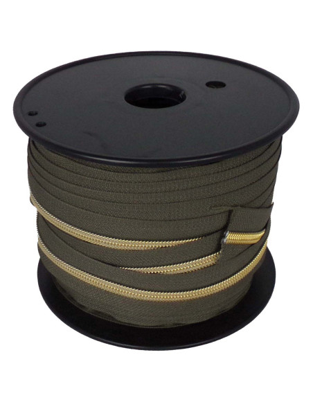 Fecho de nylon 5 mm lurex - Caqui e dourado