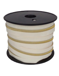 Fecho de nylon 5 mm lurex - Marfim e dourado