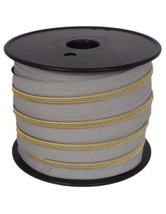 Fecho de nylon 5 mm lurex - Cinza pombo e dourado