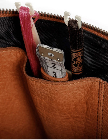 Saco de armazenamento em couro para bordado e tricô Muud Enturn - Whisky