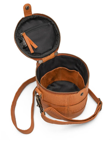 Pequena bolsa de tricô em couro Muud Saturn Mini - Whisky