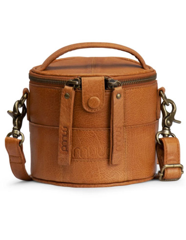 Pequena bolsa de tricô em couro Muud Saturn Mini - Whisky