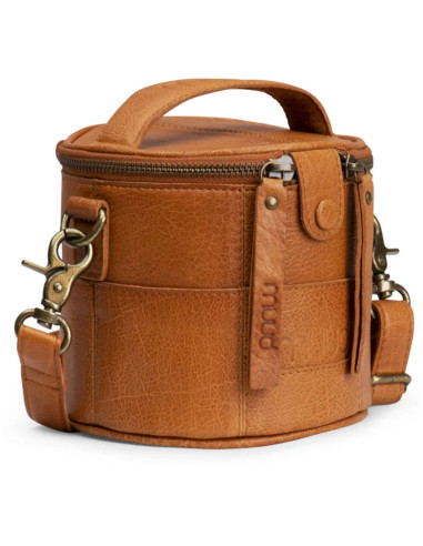Pequena bolsa de tricô em couro Muud Saturn Mini - Whisky