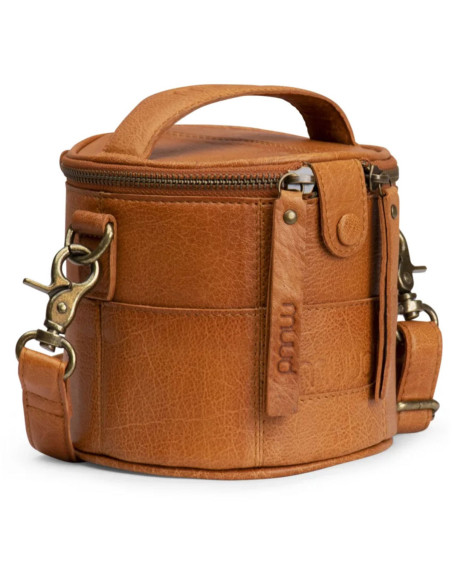 Pequena bolsa de tricô em couro Muud Saturn Mini - Whisky