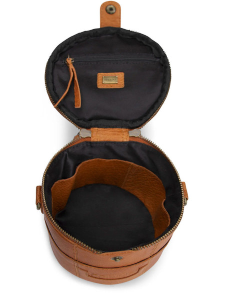 Pequena bolsa de tricô em couro Muud Saturn Mini - Whisky