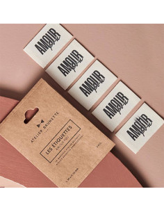 Conjunto de 5 etiquetas tecidas para costurar - Amor louco