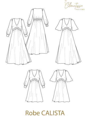 Molde de vestido Calista - Clématisse Pattern