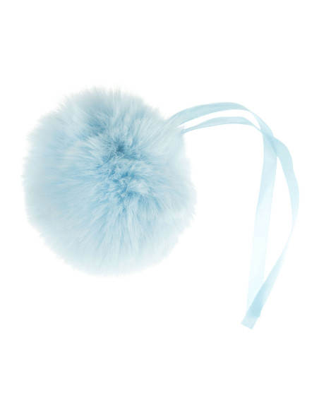 Pompom imitação de pele 11 cm - Azul bebê