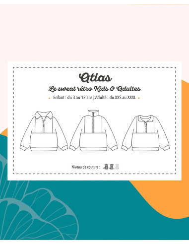 Padrão de moletom retrô Atlas para crianças e adultos - Marmaï Patterns