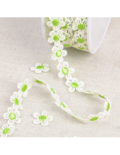 Guipura margaridas brancas - Verde e branco