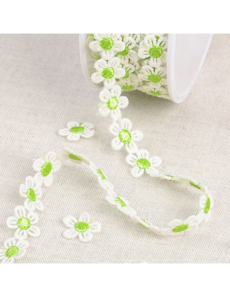 Guipura margaridas brancas - Verde e branco