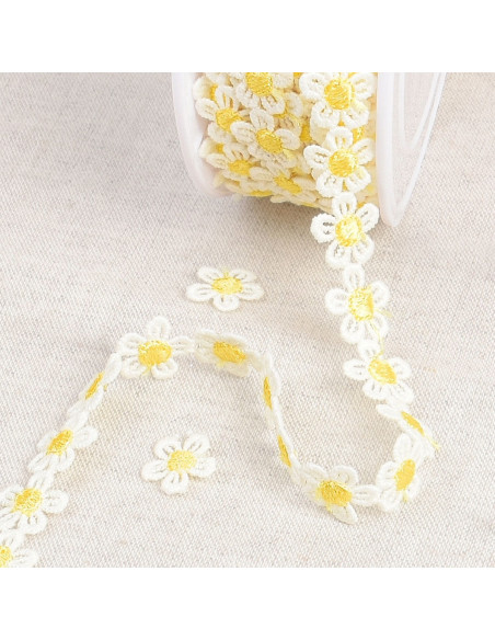 Guipura margaridas brancas - Amarelo e branco