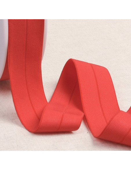 Viés elástico pré-dobrado de gorgorão 30 mm de largura - Vermelho