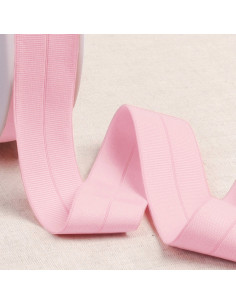 Viés elástico pré-dobrado de gorgorão 30 mm de largura - Rosa