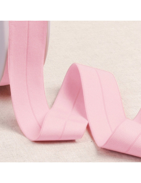 Viés elástico pré-dobrado de gorgorão 30 mm de largura - Rosa