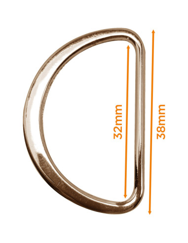 Meia argola plana soldada 32 mm - Ouro claro
