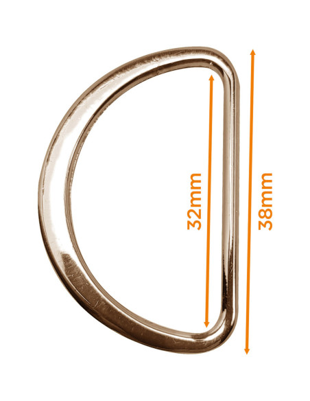 Meia argola plana soldada 32 mm - Ouro claro
