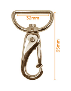 Mosquetão de metal premium - Ouro claro 65 x 32 mm 2