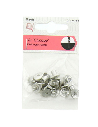 8 conjuntos de parafusos chicago 10 mm x 6 mm - Prata