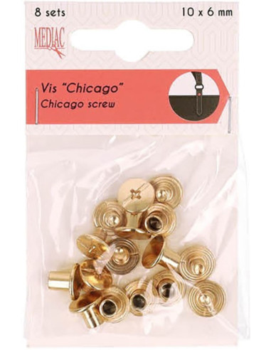 8 conjuntos de parafusos chicago 10 mm x 6 mm - Ouro