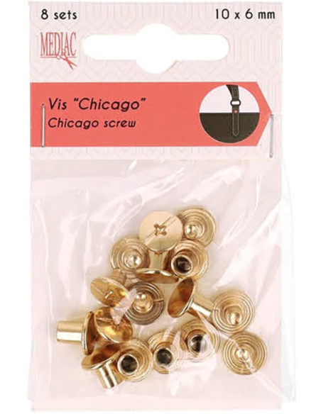 8 conjuntos de parafusos chicago 10 mm x 6 mm - Ouro