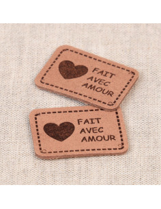 Conjunto de 6 etiquetas sintéticas - Feito com amor marrom