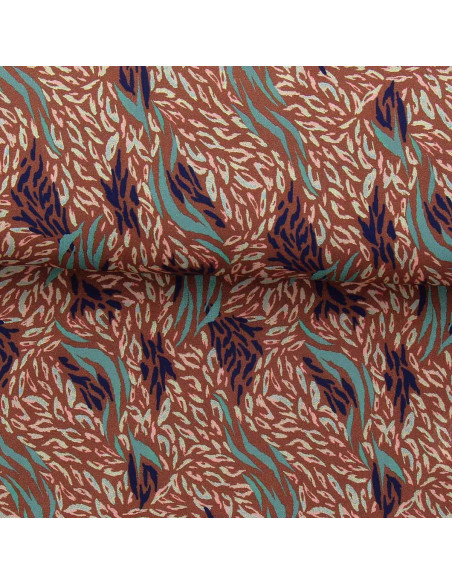 Tecido viscose fantasia - Kallis marrom e azul