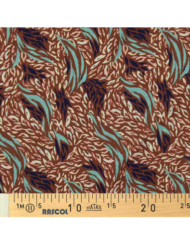 Tecido viscose fantasia - Kallis marrom e azul
