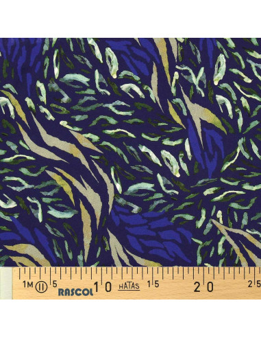 Tecido viscose fantasia - Zaiba azul e verde