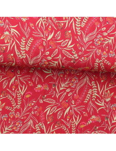 Tecido de viscose fantasia - Rama vermelho e laranja