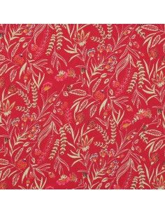 Tecido de viscose fantasia - Rama vermelho e laranja 2