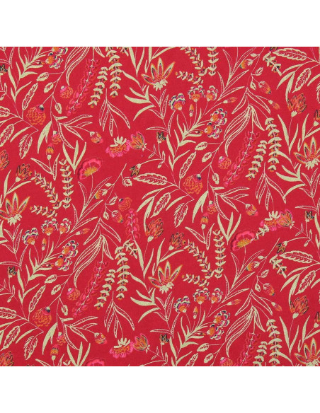 Tecido de viscose fantasia - Rama vermelho e laranja