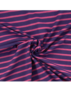 Tecido jersey listrado bretão - Violeta e petúnia