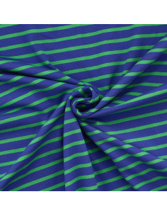 Tecido jersey listrado bretão - Azul e verde